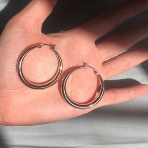 Rose Gold Oval Hoop Zircon Earring